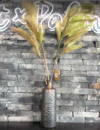 Bronze Ceramic Hammered Vase - Holt x Palm -  Dazzle your guests with this tall and stately Bronze Ceramic Hammered Vase! With its unique hammered pattern and shimmery bronze finish, it's sure to add a touch of sparkle to any room. Make an impression that'll last with this eye-catching tall vase! (Plus, it's great for holding flowers too!)