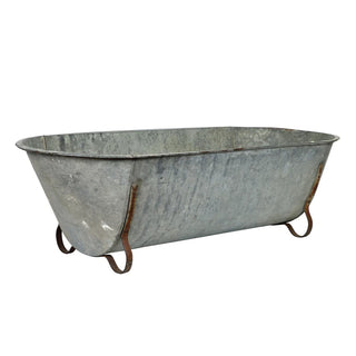 Hungarian Bathtub w/ Feet - Holt x Palm -  Embrace the imperfect beauty of our vintage Hungarian tubs. Made of durable zinc, a naturally oxidized patina adds to their old world charm. Each tub bares its own markings. Size and condition vary Approx. 57'' x 27'' x 17''