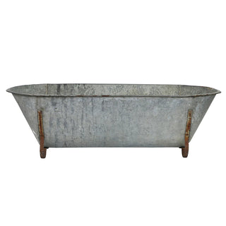 Hungarian Bathtub w/ Feet - Holt x Palm -  Embrace the imperfect beauty of our vintage Hungarian tubs. Made of durable zinc, a naturally oxidized patina adds to their old world charm. Each tub bares its own markings. Size and condition vary Approx. 57'' x 27'' x 17''