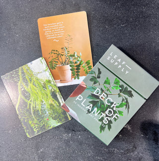 LEAF SUPPLY DECK OF PLANTS - Holt x Palm -  This is the definitive deck for anyone obsessed with house plants.Staring at plants in the nursery but don't know what to pick? Need some quick help reviving your favorite fern? Maybe you want to impress your other plant-loving (read: have no more flat surfaces) friends with your trivia? This deck of cards has everything you need to keep your plants thriving and become an expert on different varieties.