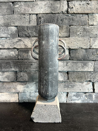 Black Modern Clay Vase - Tall and Skinny - Holt x Palm -  Welcome the Black Modern Clay Vase into your home and inject modern style into any space! Crafted from a cement base and tall and skinny shape, this clay vase will bring a contemporary edge to your decor. Perfect for styling a modern interior!