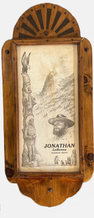 Jonathan LaBenne World Famous Tree Carver - Vintage Framed Art - Holt x Palm -  Admire the timeless craftsmanship of Jonathan LaBenne, a great wood carver, with this unique framed art! It's perfect for adding a touch of character to your wall and paying homage to a vintaged aesthetic. Plus, you can be sure you won't find one like this anywhere else! Put a smile on your face with this amazing piece of art. 34€� x 15 1/4€�