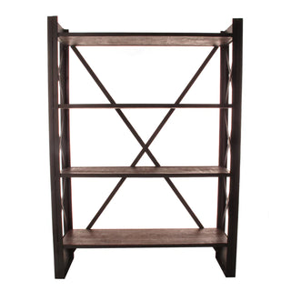 Merchant's Shelf - Large - Holt x Palm -  82'' x 22'' x 114'' Display your store's wares on this stylish and functional shelving unit, available in large or small sizes. Adjustable wood shelves are affixed to a sturdy gun-metal iron frame with an X back for additional stability. Assembly required, hardware provided.