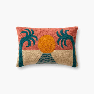 Paradise Throw Pillow - JB x Loloi - Holt x Palm -  Add a tropical flair to your space...perfect muted tones of apricot, jade and rose. Layer this one with other patterns and sizes for an eclectic look. 13'' X 21'' DOWN-FILLED