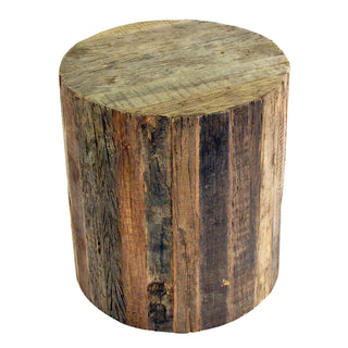 Reclamation Rolling Side Table - Holt x Palm -  The lumber for this collection is reclaimed from demolished buildings and railroad yards. The hard-wearing material and utilitarian design gives each piece an industrial feel. Being in Real Estate and Construction...we adore anything reclaimed from a demolished building! 16'' dia x 18''