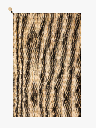 The Playa in Black/Natural - Holt x Palm -  Durable and distinct in textural variation, the hand-woven Playa Collection offers a bohemian take on the classic natural fiber rug. The carefully crafted patterns are elevated with deep hues to add a layer of subtle color and comfort to your decor. Designed by Justina Blakeney for Loloi. 8 x 10