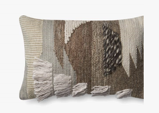 Rustic Vibes - Ed x Loloi - Holt x Palm -  This decorative pillow brings rustic vibes to life with its earthy bohemian-style design. Crafted with cotton and linen, it is finished with a classic ikat pattern for a touch of rustic charm. Perfect for adding a cozy feel to any space. 13'' X 21'' DOWN-FILLED