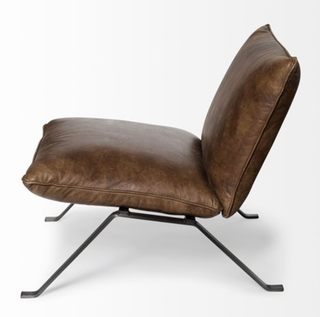 Whiskey Leather Accent Chair with Iron Base - Holt x Palm -  Beautifully crafted leather chair with a slight recline....so comfortable! Can go modern...bohemian...even (dare we say) traditional.