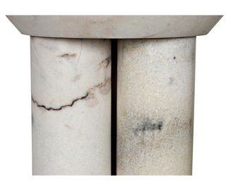 You so chic! Marble side table - Holt x Palm -  Stay cool with our Marble Side Table - it's a classic blend of chic and chill! It's the perfect piece for adding a hint of modern sophistication to any room. With its timeless design, it'll always keep your style looking fresh! (item pre-order - 4-6 weeks to deliver) Weight (lbs): 184Material: MarbleFinish: White Marble Dimensions (in): 18W x 18D x 22H