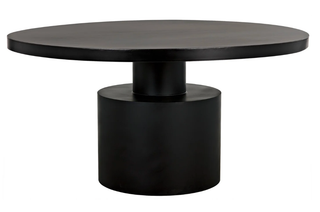 Matte Black Industrial Steel Dining Table - Holt x Palm -  Give your dining room some serious industrial-glam with this Matte Black Industrial Steel Dining Table. Sexy, sleek, and strong, it's sure to bring the wow factor to your space! Dimensions (in): 59W x 59D x 29.5H Weight (lbs): 225Material: Industrial SteelFinish: Matte Black