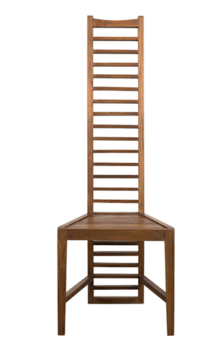 Teak Ladder Back Statement Chair - Holt x Palm -  Craft a statement piece worthy of any modern, eclectic home with this one-of-a-kind teak ladder back chair! Crafted by skilled artisans using top-of-the-line teak wood, this chair is sure to make a splash in any room it occupies. You'll be stepping up your style game in no time! Dimensions (in): 19W x 22D x 55H Weight (lbs): 13Material: TeakFinish: Clear Coat Satin