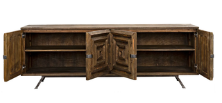 Modern Rustic Old Wood Sideboard - Holt x Palm -  It's a little bit rustic, a little bit midcentury and a whole lot of style and personality... Dimensions (in): 88W x 23D x 32H Weight (lbs): 170Material: Fir, Industrial Steel, and VeneerFinish: Old Wood