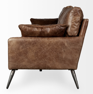 The Cobain Buttery Soft 3 Seater Leather Sofa - Holt x Palm -  The perfect combination of cool and comfortable....rich dark brown premium grade leather with iron metal base. Matching chair available, too! (pre-order)