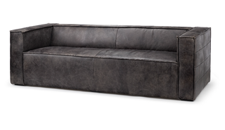 Black Leather Theater Sofa - Holt x Palm -  Netflix and chill on this super soft black distressed leather couch. Like always, we look for cool and comfort all wrapped up in one clean modern design. 91.0L x 35.5W x 27.5H Weight 148.81 lbs