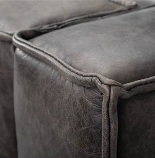 Black Leather Theater Sofa - Holt x Palm -  Netflix and chill on this super soft black distressed leather couch. Like always, we look for cool and comfort all wrapped up in one clean modern design. 91.0L x 35.5W x 27.5H Weight 148.81 lbs