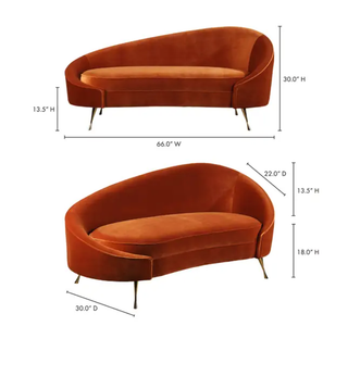 The Abbey Velvet Chaise in Rust