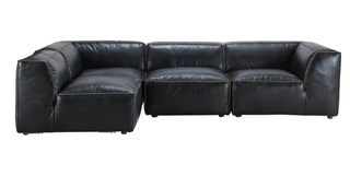 Luxe Artisanal Black Leather Sectional