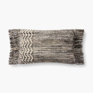 Ash and Fringe - Ed x Loloi - Holt x Palm -  This rustic tweed pillow from the Ed x Loloi collection offers the perfect combination of fringe and textural detailing, featuring a unique zig zag pattern. Its unique textures, colors and patterns blend effortlessly to create a stunning piece to add style and comfort to any living space. 16'' X 26'' DOWN-FILLED