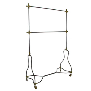 Victorian Clothes Rack - Holt x Palm -  51'' x 26'' x 77'' Display your latest wares or neatly store last season's styles on our Victorian Clothing Rack. The sturdy rack, inspired by classic European sewing supply shops, is made of solid brushed metal with a rotating casters. It also has an adjustable middle bar and is on wheels for portability.