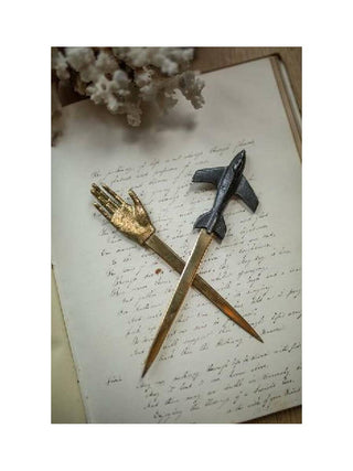 Pewter Hand Letter Opener - Holt x Palm -  Get a touch of vintage vibes with our Pewter Hand Letter Opener! Made with a gold letter opener and handcrafted design, it's the perfect addition to your desk. Plus, it'll add a touch of playfulness to your workspace.