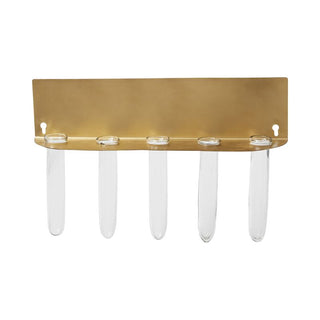 Brilliant Hanging Propagation Station - Holt x Palm -  The Brilliant Hanging Propagation is designed to be mounted on the wall, in modern gold with five test tube bud vases. Perfect for propagating all your favorite plants. 16" x 3.25" x 6.5"