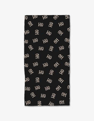 Ho Ho Bar Towel - Holt x Palm -  All of the things you already love about the original Geometry Kitchen Towel in mini-size! Make clean-up a holiday with our Ho Ho Bar Towel! The fun details and two tone look of black and brown make this towel a standout. And with its playful name, you’ll never be too far from a good chuckle. Ho Ho! Bar Towel 12" x 24" made from recycled polyester Weight: 320 g Single-sided print Hang loop Waffle weave construction Quick-drying Superior cleaning Next-level absorbency