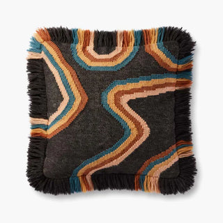 Colorful Waves Throw Pillow - JB x Loloi - Holt x Palm -  Earth tones and Retro vibes. This Justine Blakeney x Loloi collab is guaranteed to take your space to the next level. It is hand woven to make it extra fab. Materials: Wool | Cotton 22'' X 22'' DOWN-FILLED